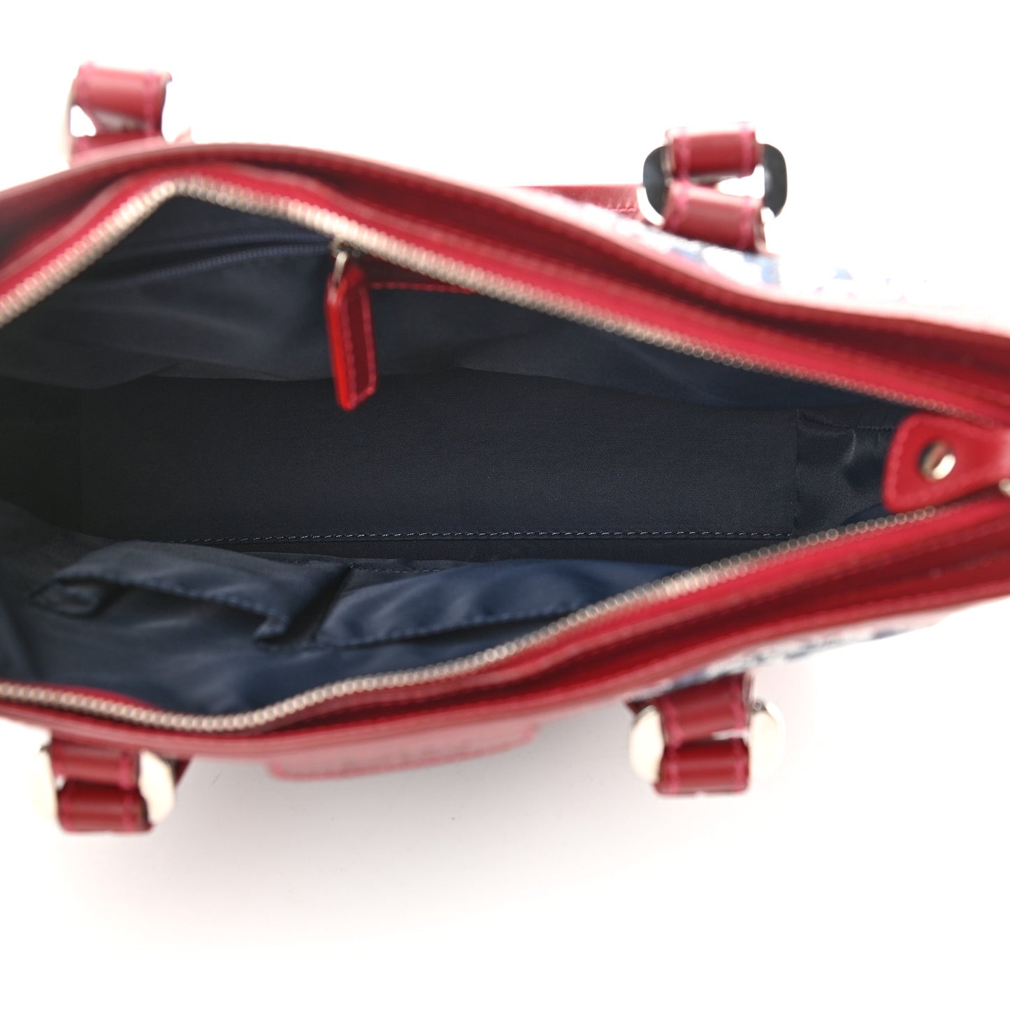 Denim Calfskin Monogram Tote Navy Blue Red