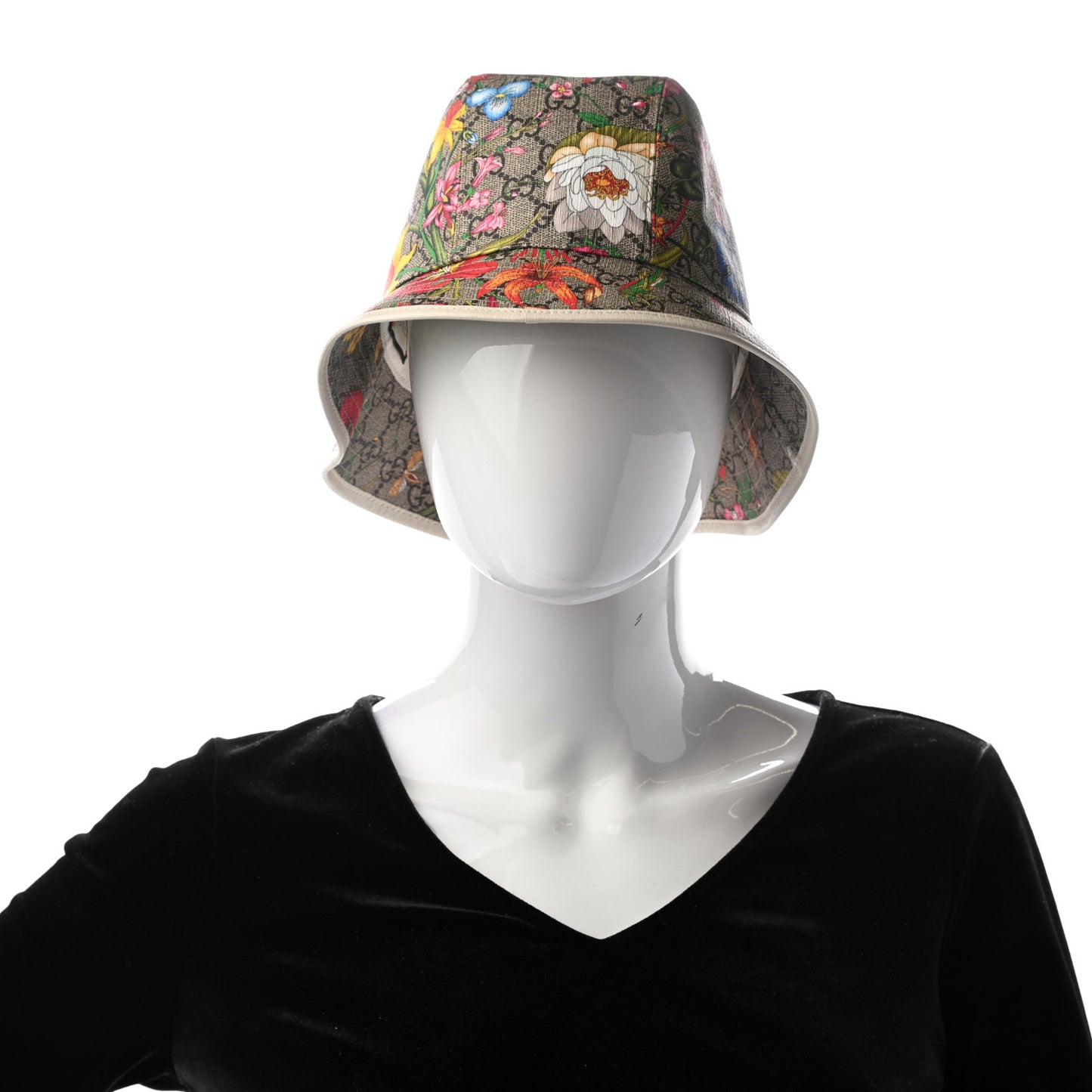 GG Supreme Monogram Flora Fedora Hat M White