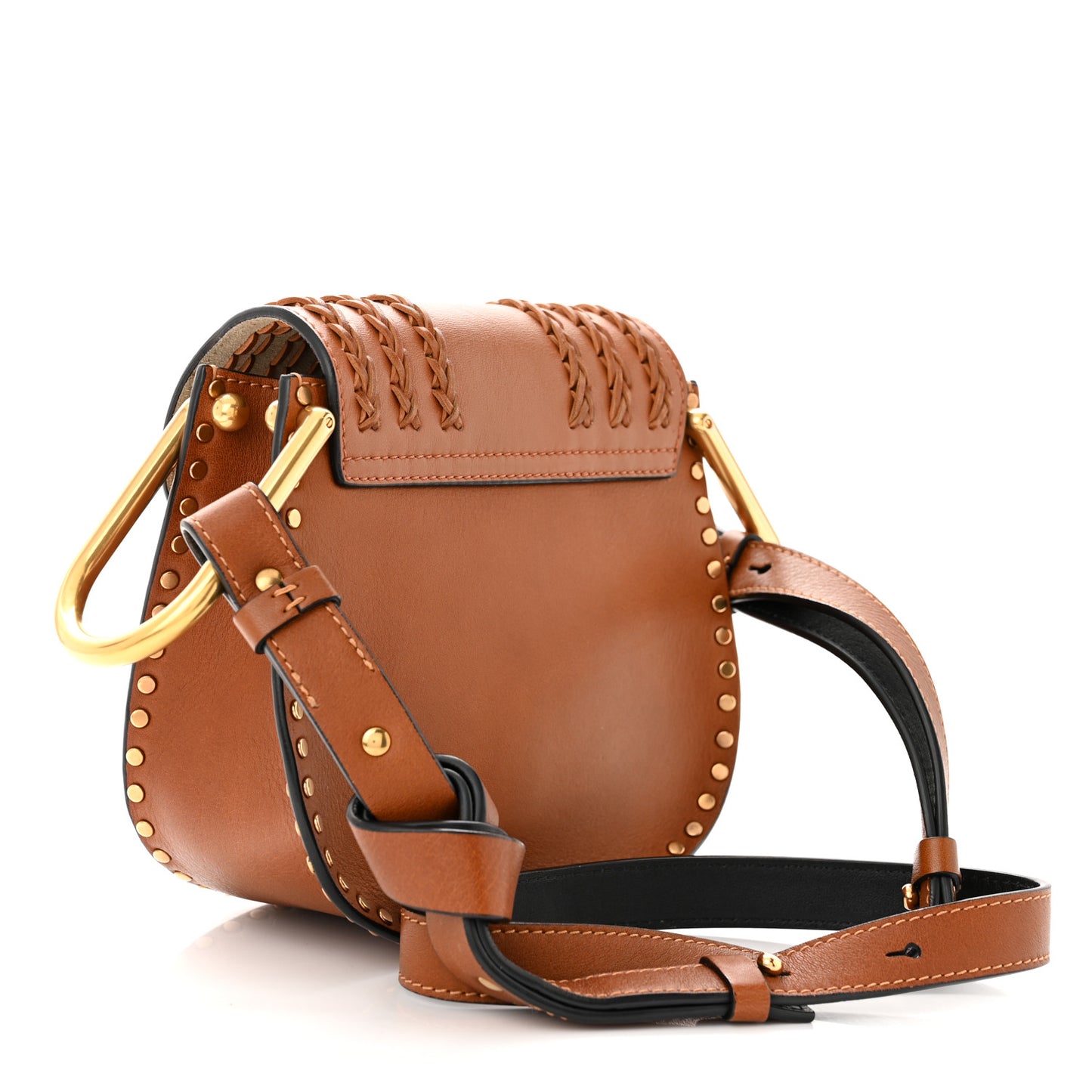 Calfskin Braided Mini Hudson Shoulder Bag Caramel