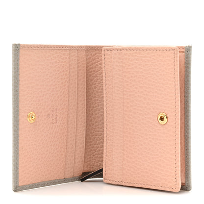 Gucci Dollar Calfskin Bi- Color GG Marmont Card Case Grey Sky Perfect Pink 5 of 9
