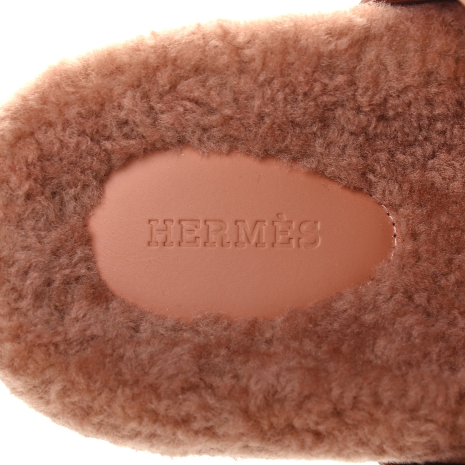 Hermes Suede Goatskin Woolskin Womens Chypre Sandals 37 Rose Aube 7 of 8