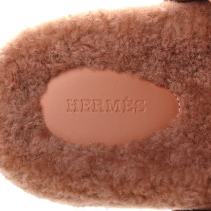Hermes Suede Goatskin Woolskin Womens Chypre Sandals 37 Rose Aube 7 of 8