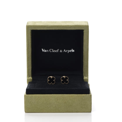 Van Cleef & Arpels 18K Yellow Gold Black Onyx Sweet Alhambra Earrings 6 of 6