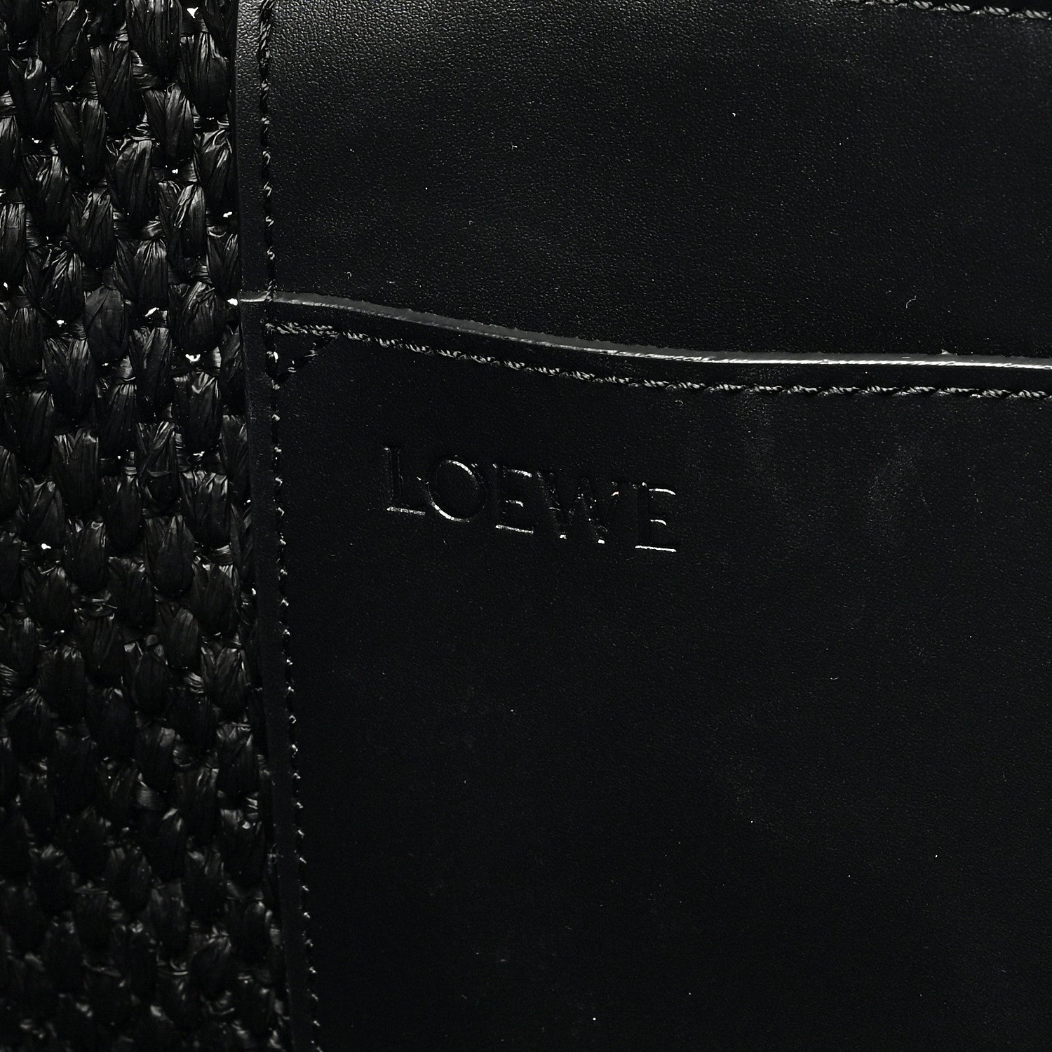 Loewe Raffia Large Paula's Ibiza Logo Tote Black White 6 of 8
