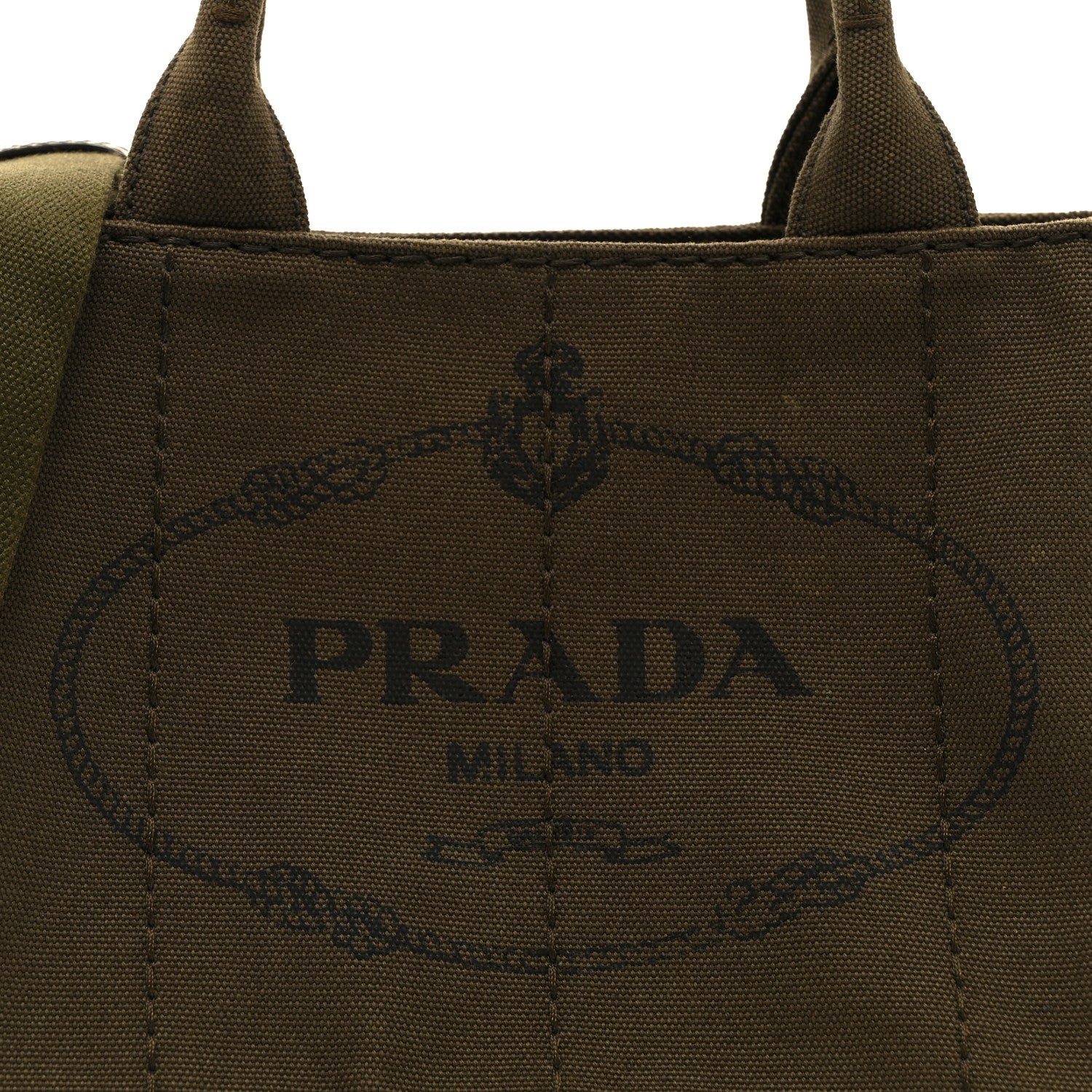 Prada Denim Small Logo Tote  Green 8 of 10