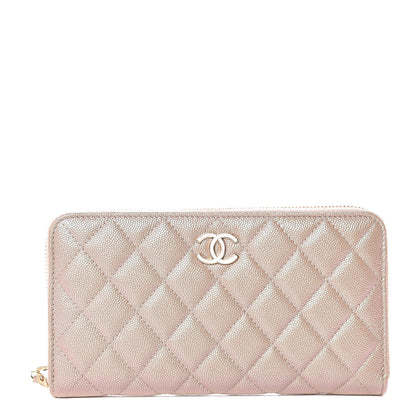 Chanel Iridescent Caviar Quilted Long Zip Around Wallet Beige 1 of 11