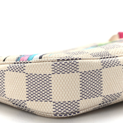Louis Vuitton Damier Azur 2021 Christmas Animation Hollywood Mini Pochette Accessories Fuchsia 7 of 8