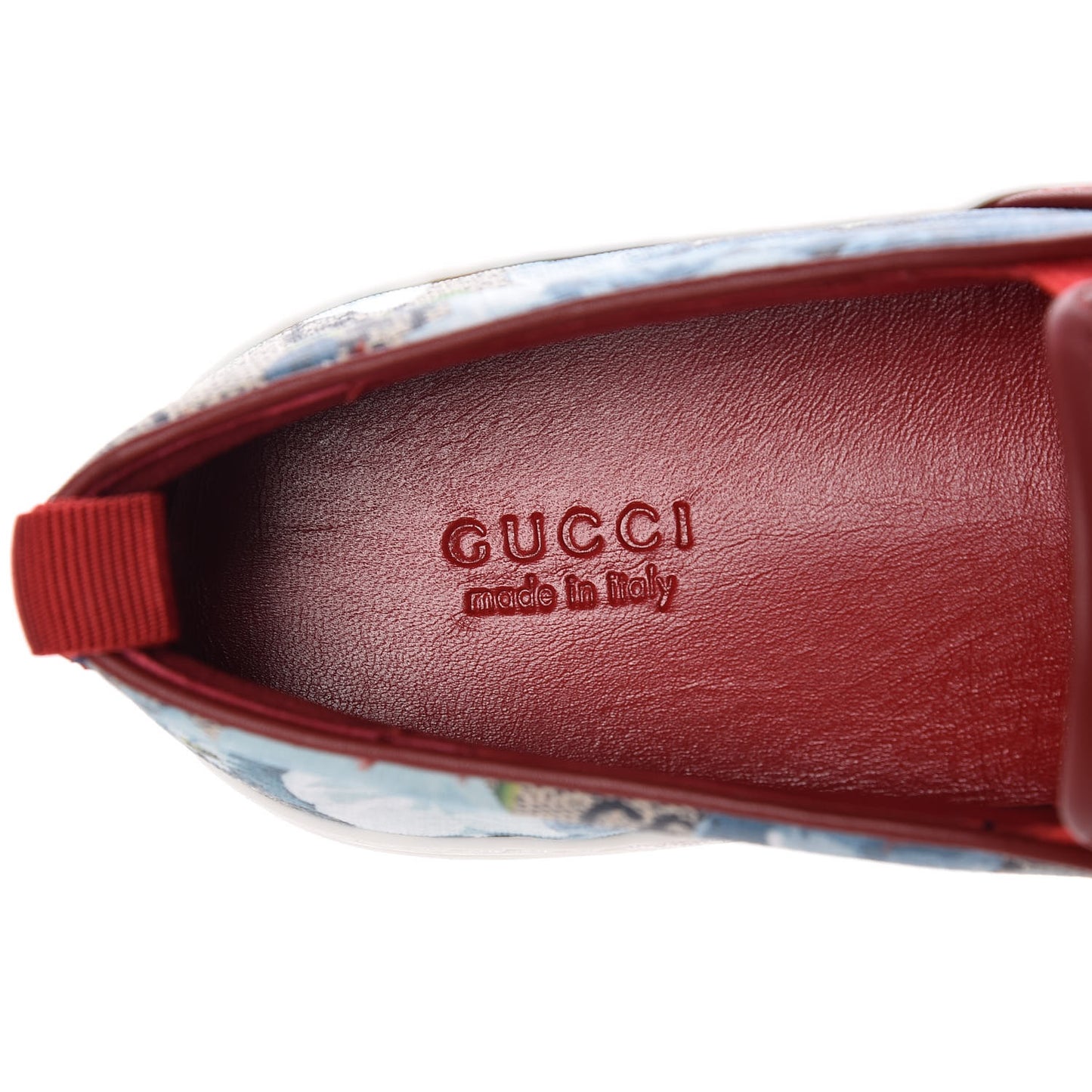 GG Supreme Monogram Blooms Womens Slip On Sneakers 39 Beige Blue Navy Red