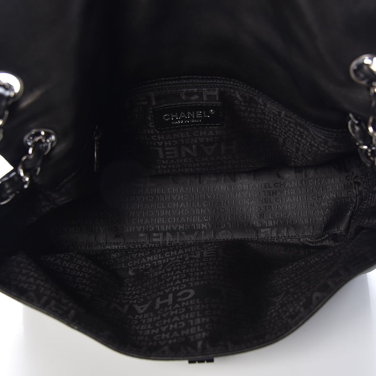 Lambskin Quilted Large Mademoiselle Double Flap Black