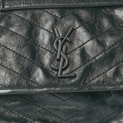 Saint Laurent Crinkled Calfskin Matelasse Monogram Medium Niki Chain Satchel Dark Green 8 of 10