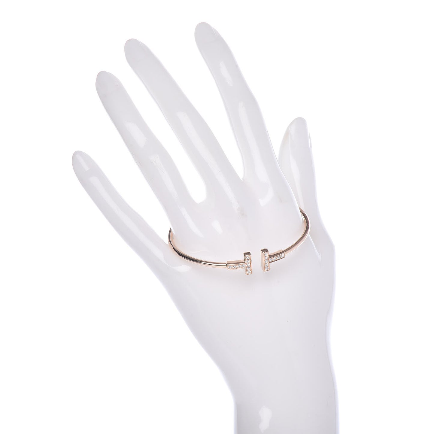 18K Rose Gold Diamond T Wire Bracelet