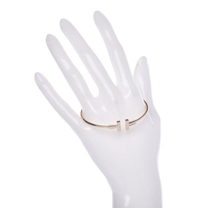 Tiffany 18K Rose Gold Diamond T Wire Bracelet 2 of 5