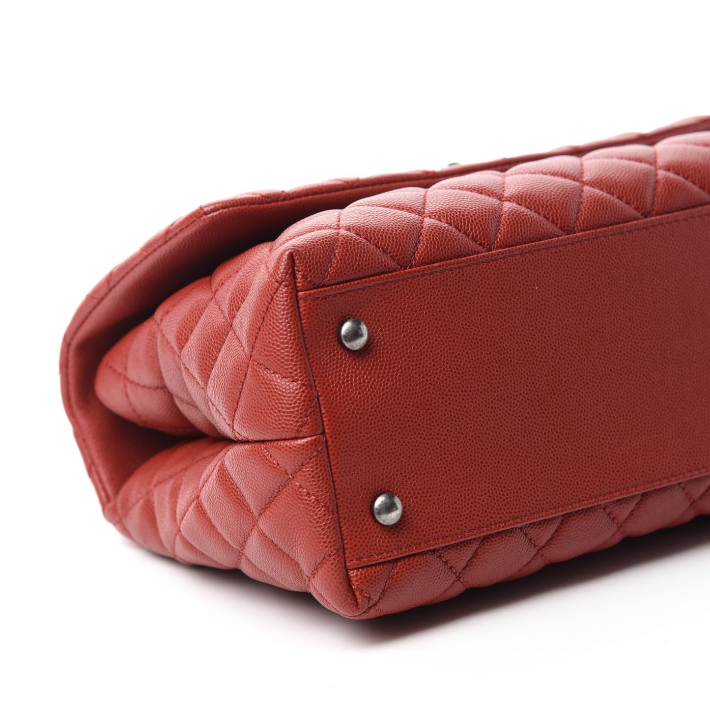 Caviar Quilted Small Coco Handle Flap Dark Red