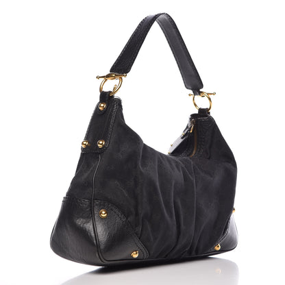 Gucci Monogram Medium Jockey Hobo Black 3 of 9