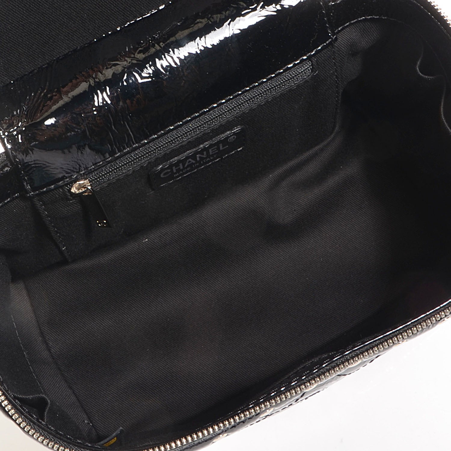 Chanel Distressed Patent Leather Studded Train Case Black 8 of 8