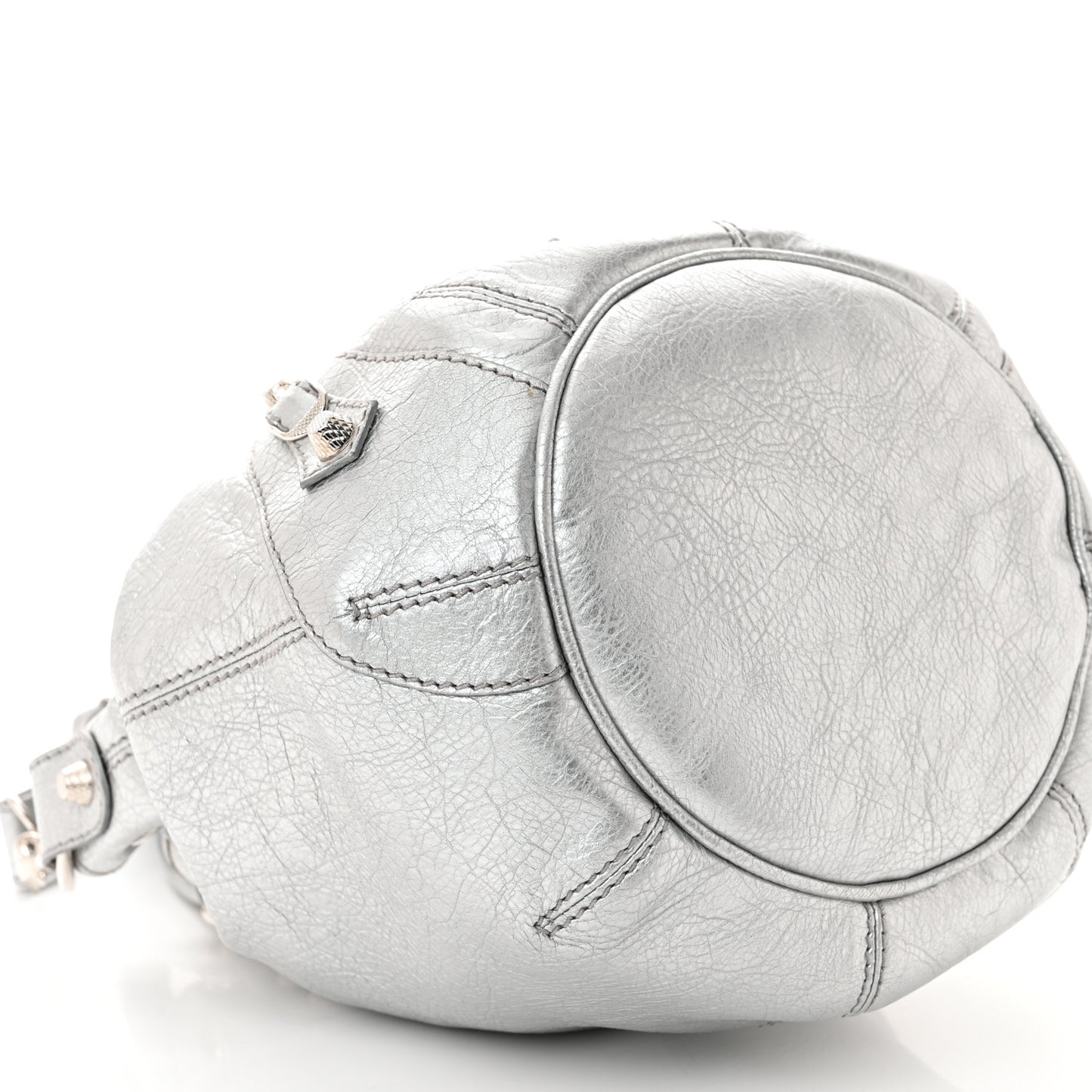 Agneau Giant 12 Silver Hardware Mini Pompon Gris Aluminum