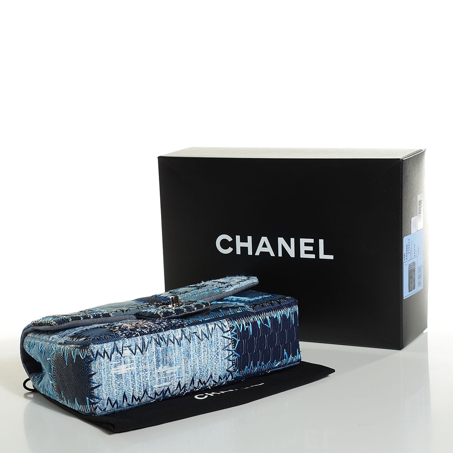 Chanel Denim Tweed Patchwork Medium Single Flap Blue 4 of 8