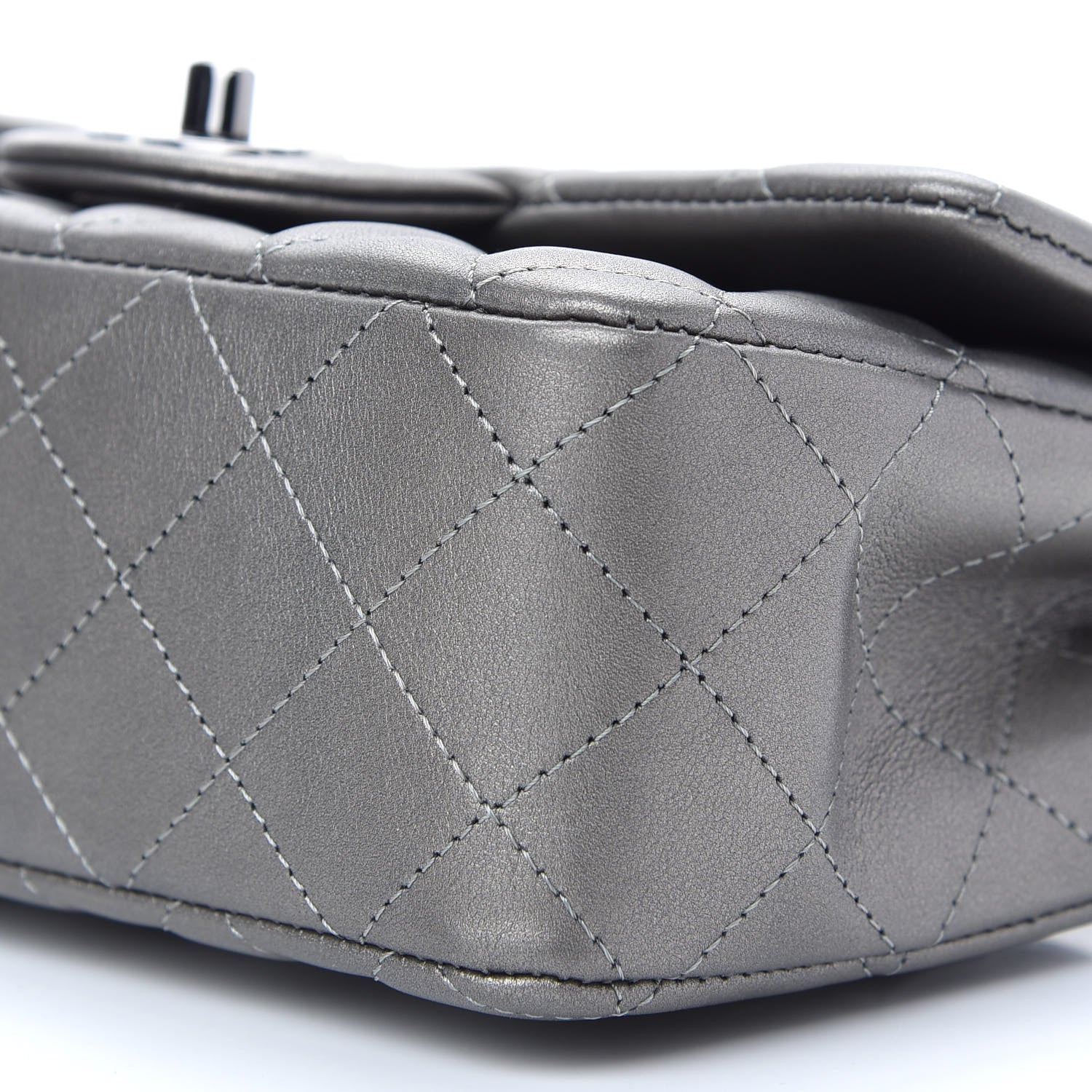 Chanel Metallic Calfskin Quilted Mini Rectangular Flap Ruthenium 8 of 8