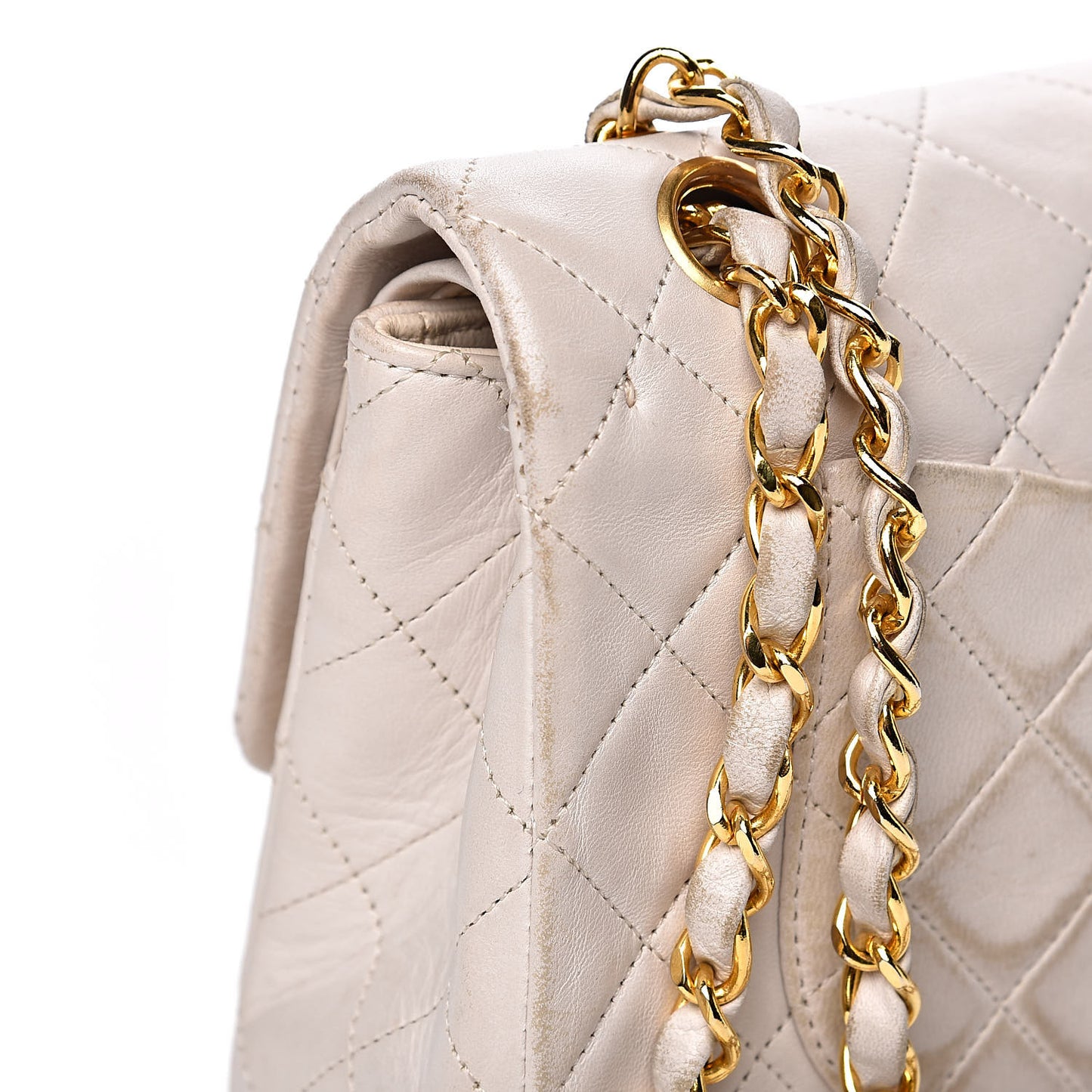 Lambskin Quilted Small Double Flap White