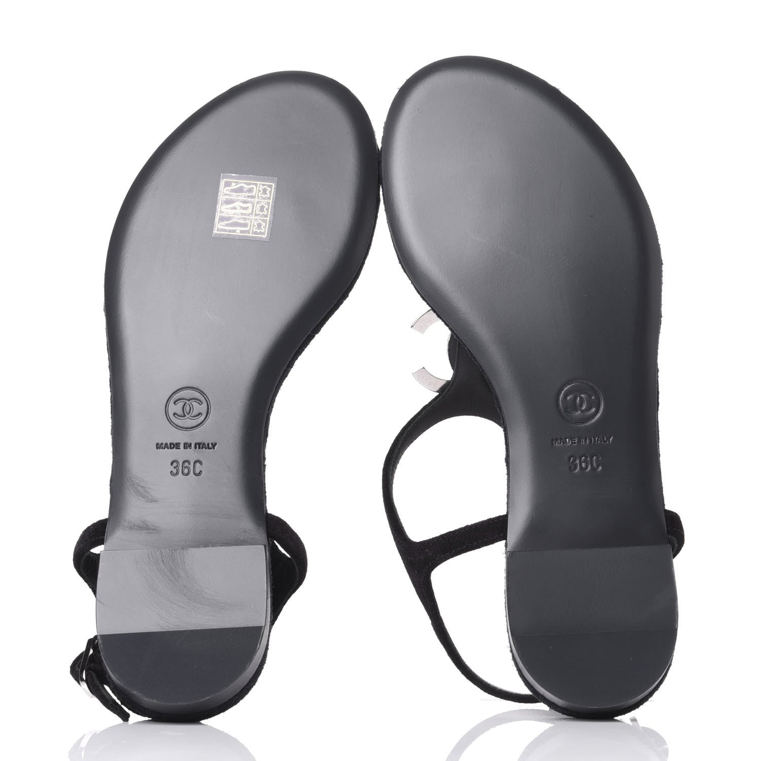 Chanel Suede Goatskin CC Thong Sandals 36 Navy 7 of 10