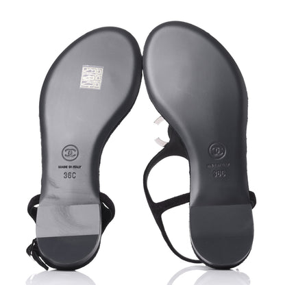 Chanel Suede Goatskin CC Thong Sandals 36 Navy 7 of 10