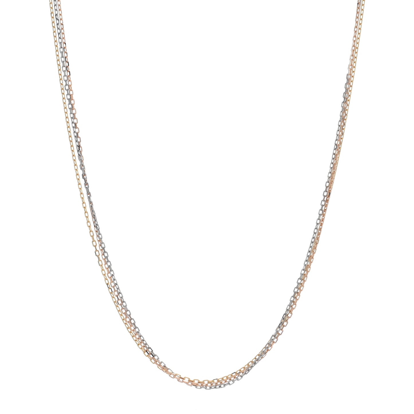 18K Pink Yellow White Gold Three Chain Necklace