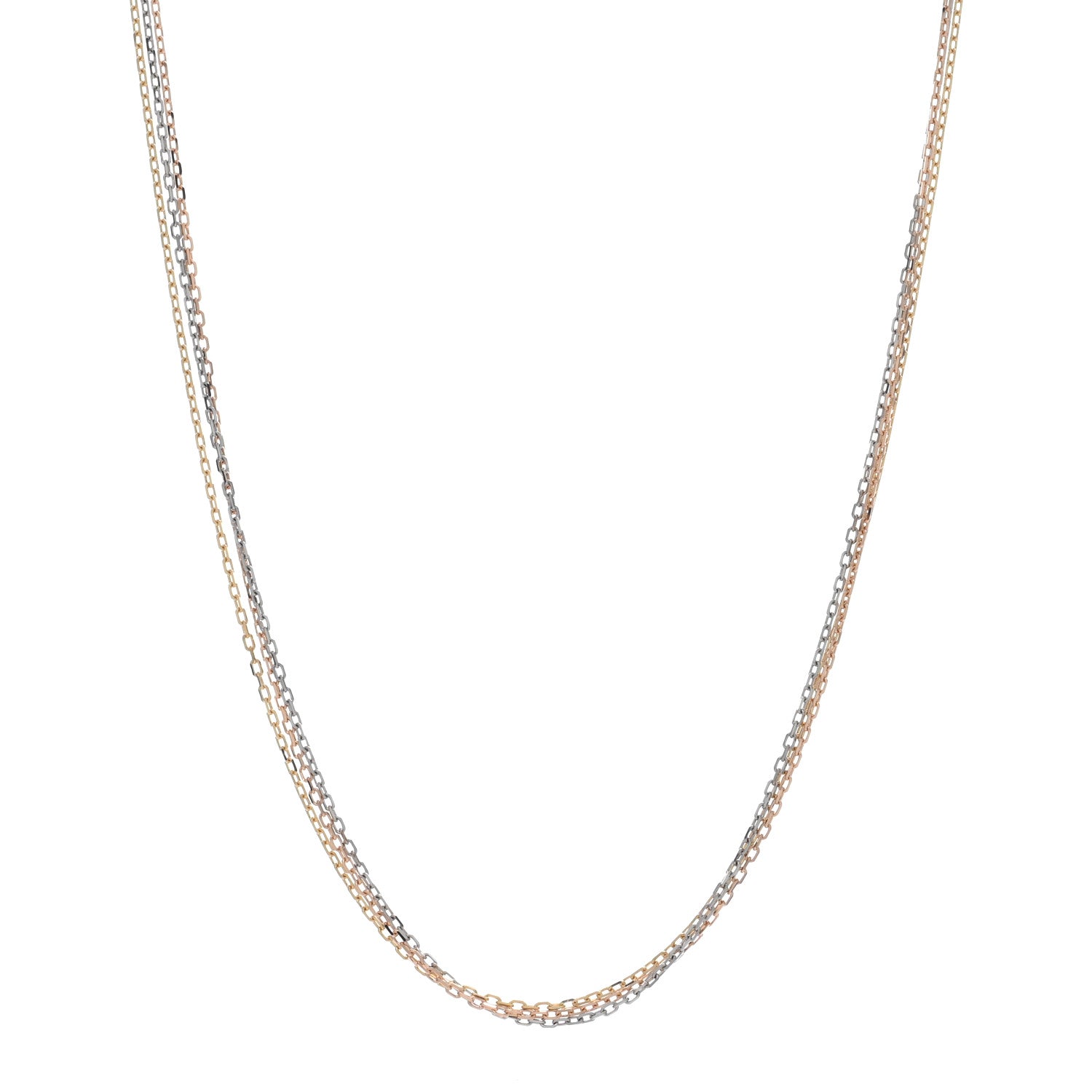 Cartier 18K Pink Yellow White Gold Three Chain Necklace 1 of 3