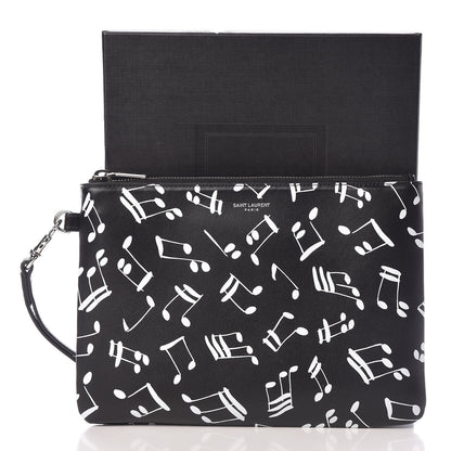 Saint Laurent Calfskin Musical Notes Zip Pouch Black 8 of 8