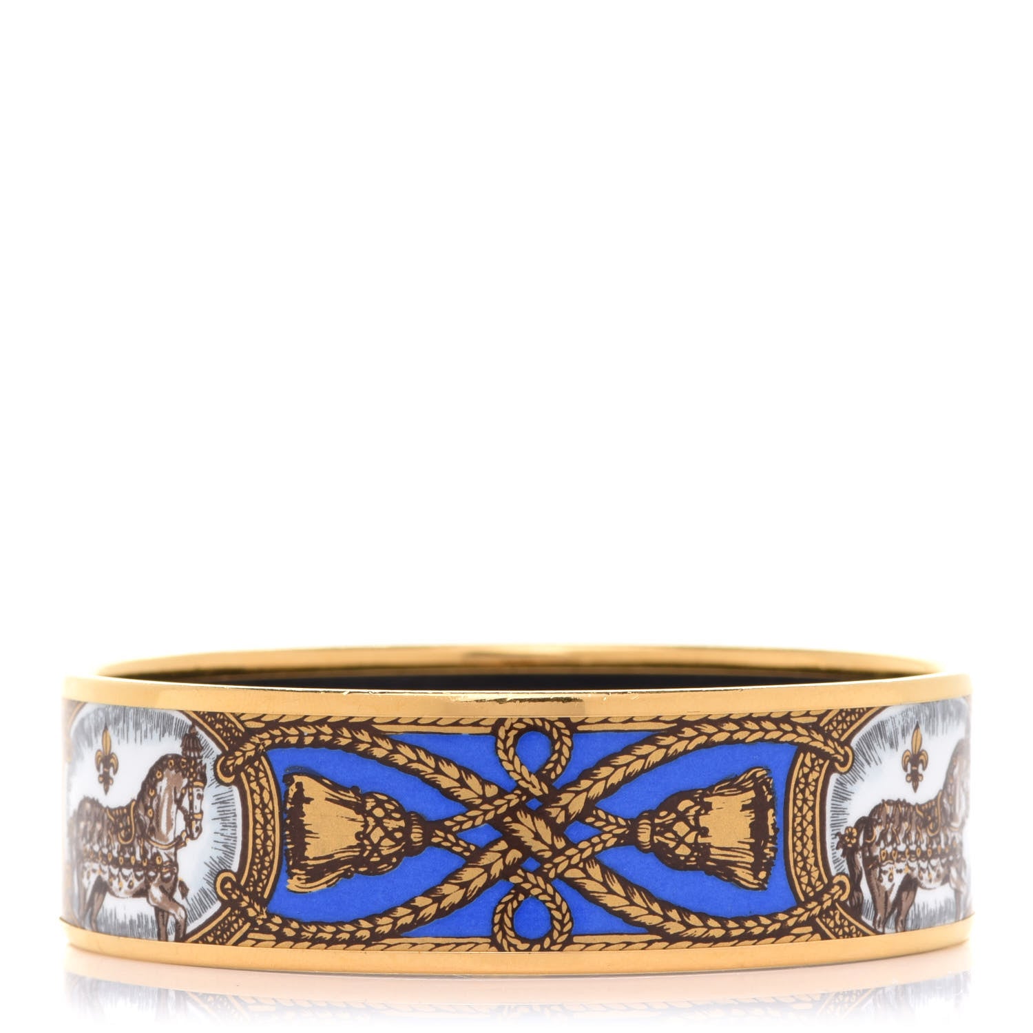 Hermes Enamel Printed Wide Grand Apparat Bracelet 65 1 of 6