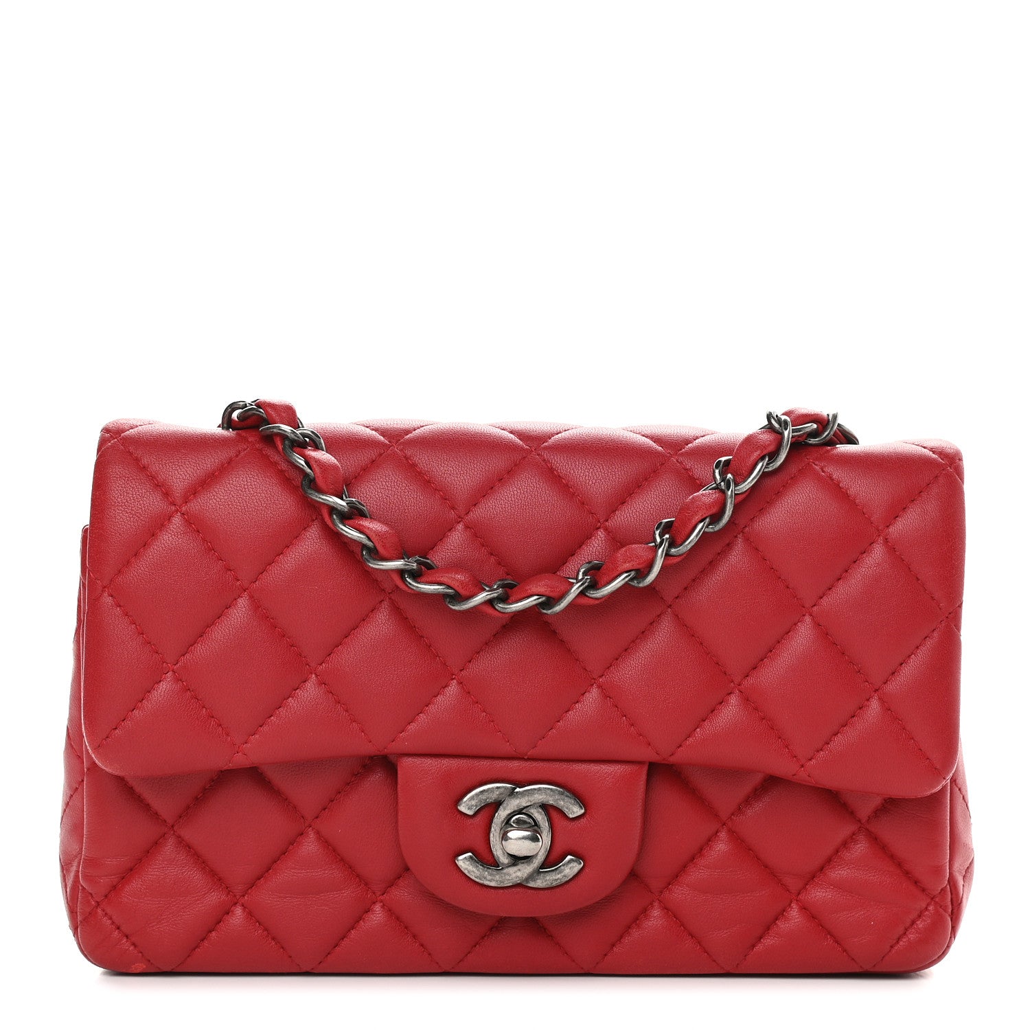 Chanel Lambskin Quilted Mini Rectangular Flap Red 1 of 9