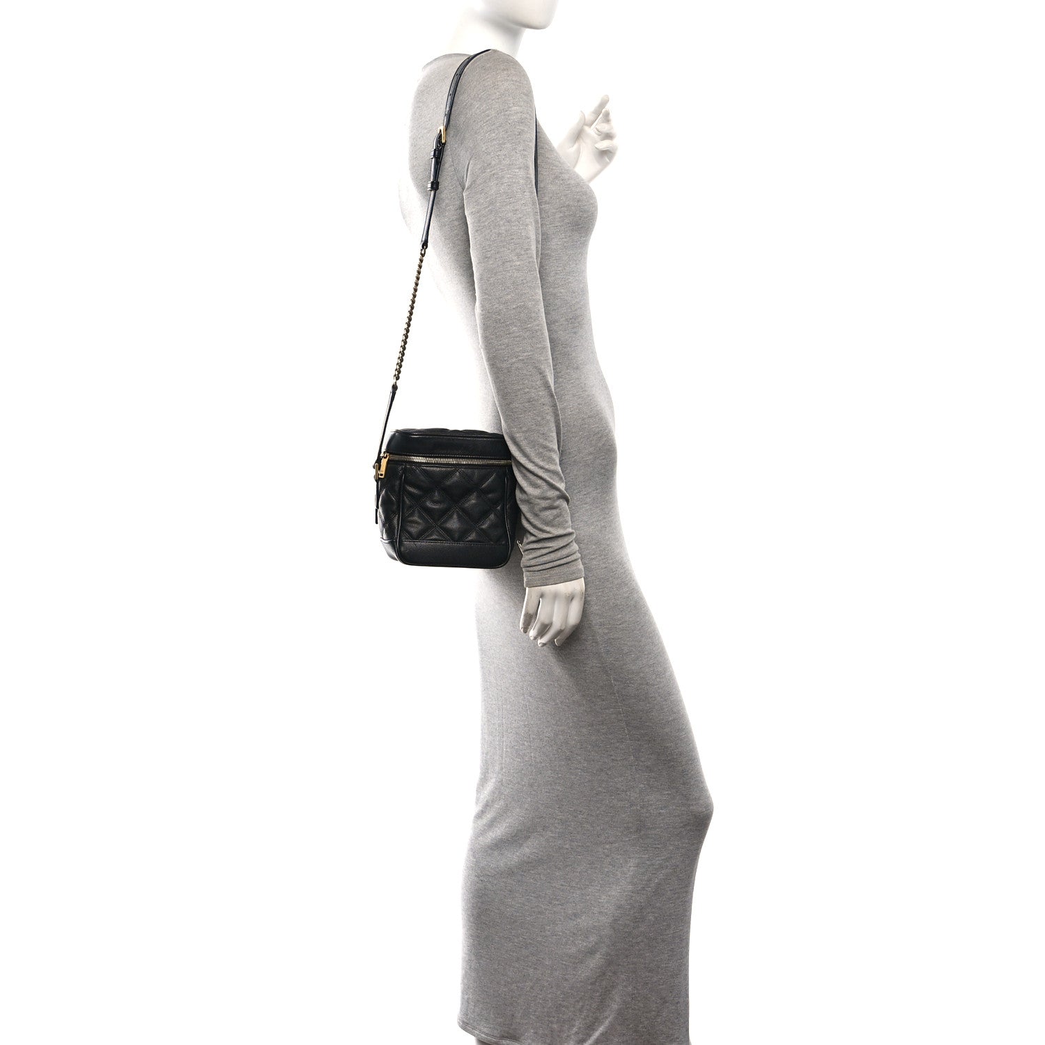 Saint Laurent Grain de Poudre Quilted 80's Vanity Bag Black 2 of 9