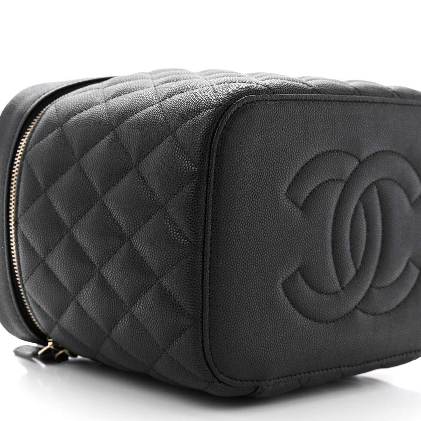 Caviar Quilted Large Vanity Pouch Black