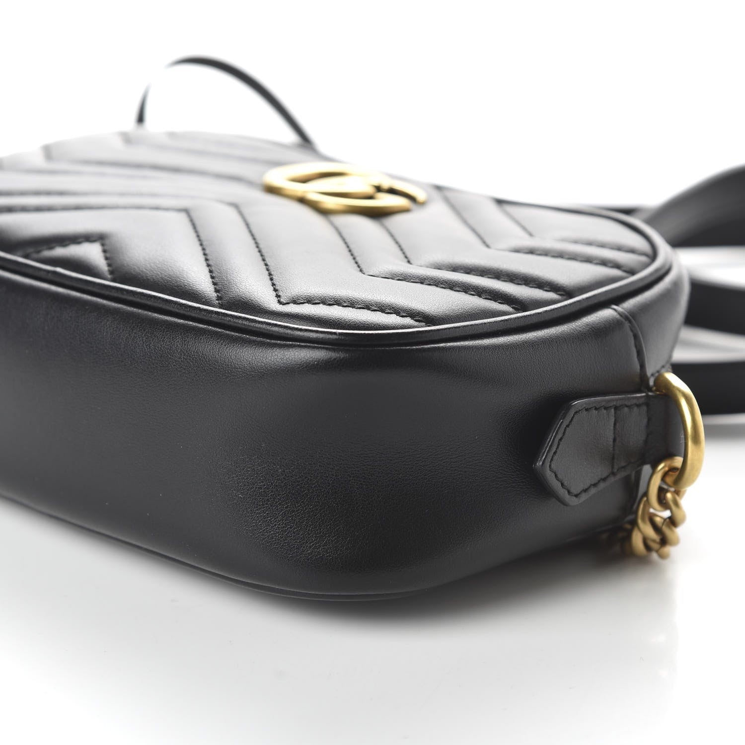 Gucci Calfskin Matelasse Mini GG Marmont Chain Shoulder Bag Black 7 of 10
