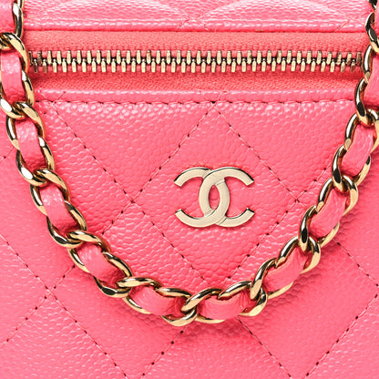 Chanel Caviar Quilted Mini Vanity Case With Chain Pink 8 of 10