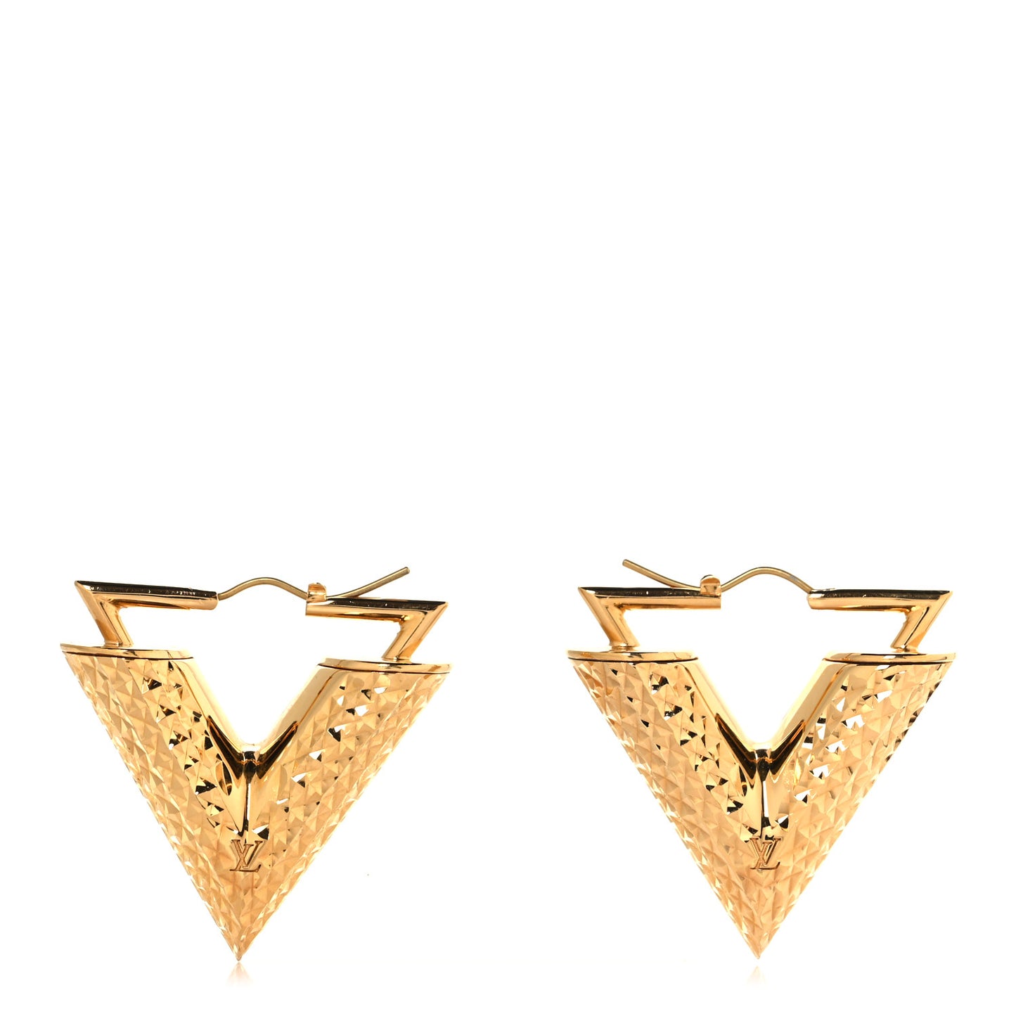 Brass Guilloche Essential V Earrings Gold