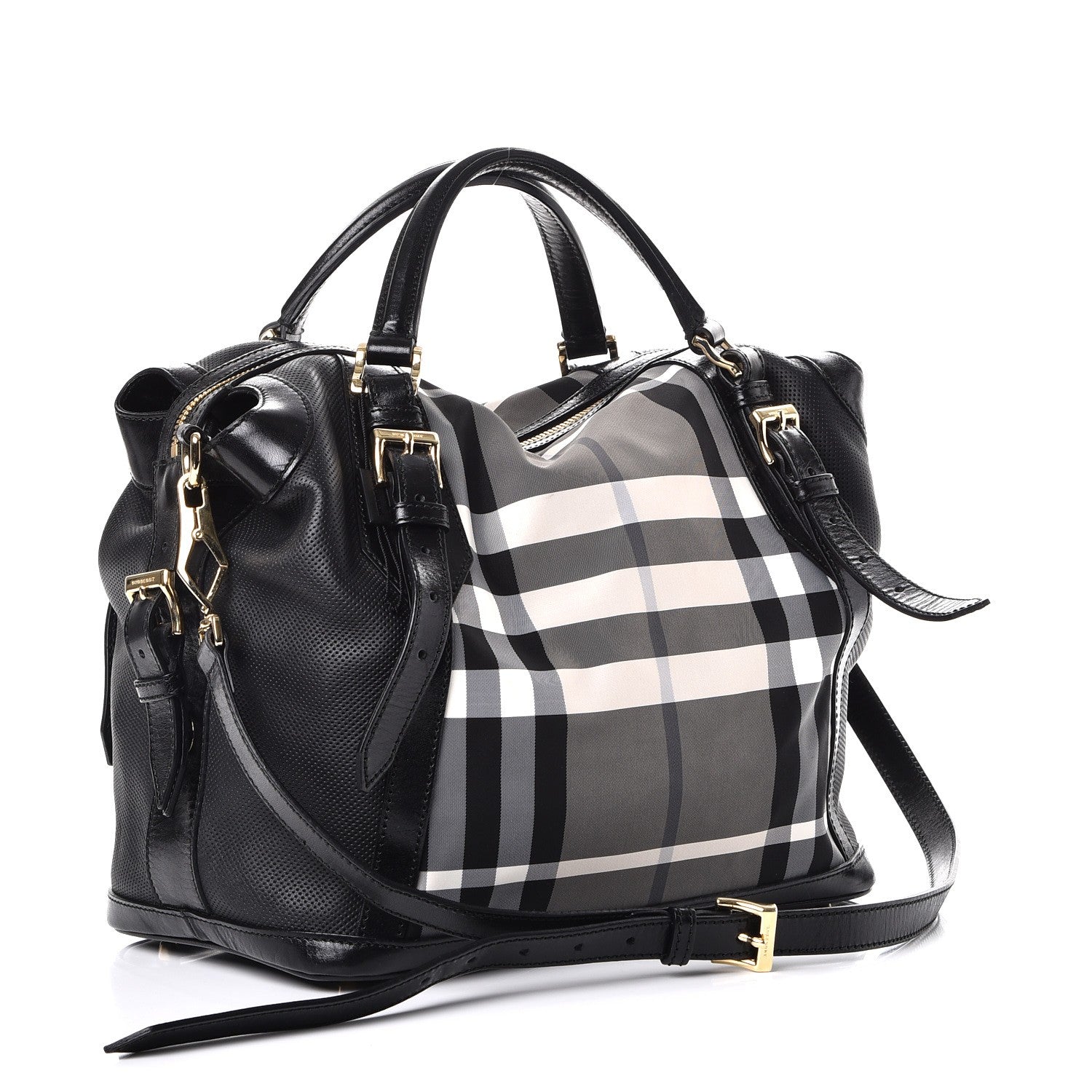Burberry Beat Check Medium Ellers Satchel Black 5 of 12