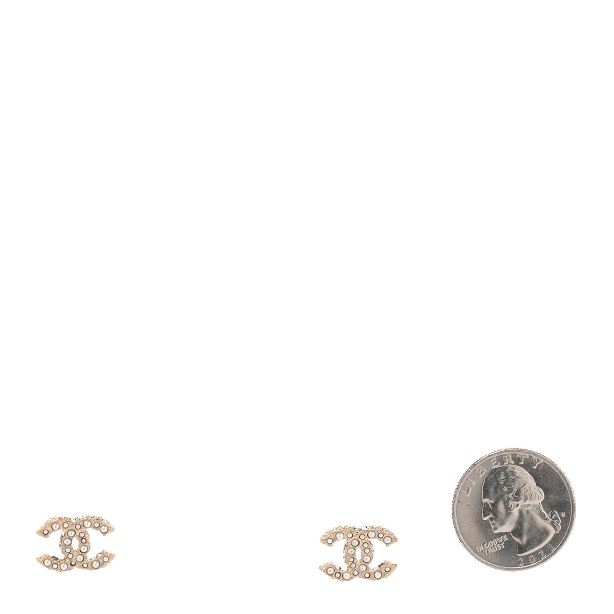 Metal Graduated Pearl Crystal CC Earrings Light Gold