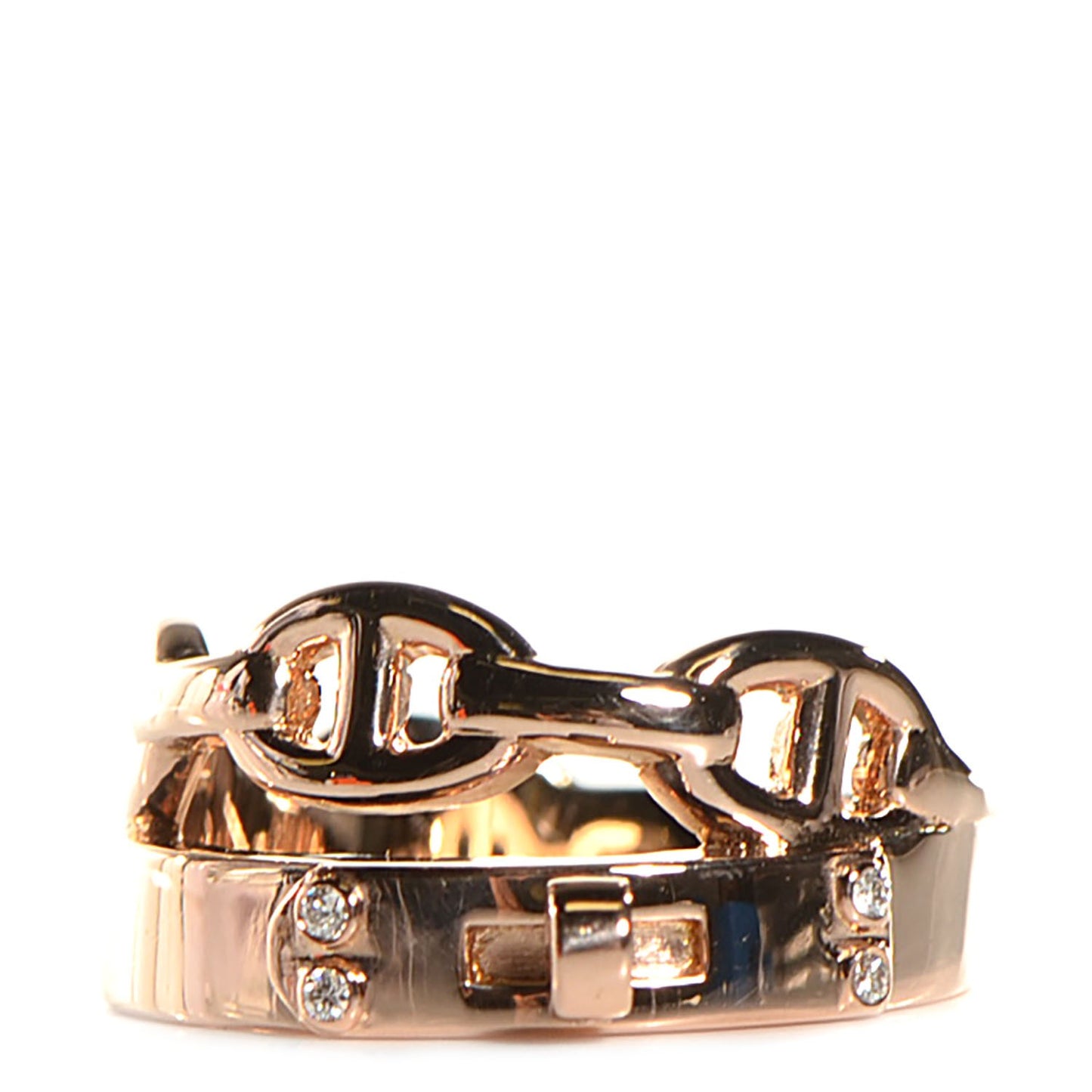18K Rose Gold Diamond Kelly Double Tour Ring 52 6