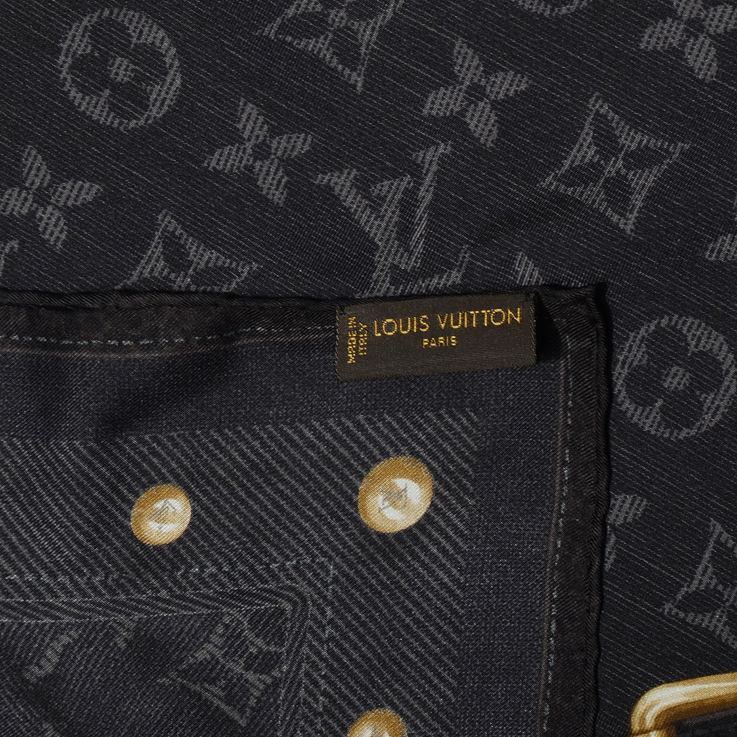 Louis Vuitton Silk Monogram New Denim Bandana Scarf Black 4 of 5