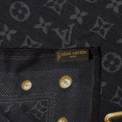Louis Vuitton Silk Monogram New Denim Bandana Scarf Black 4 of 5