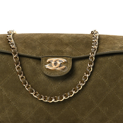 Chanel Suede Quilted Turn Around Clutch With Chain Khaki 8 of 13