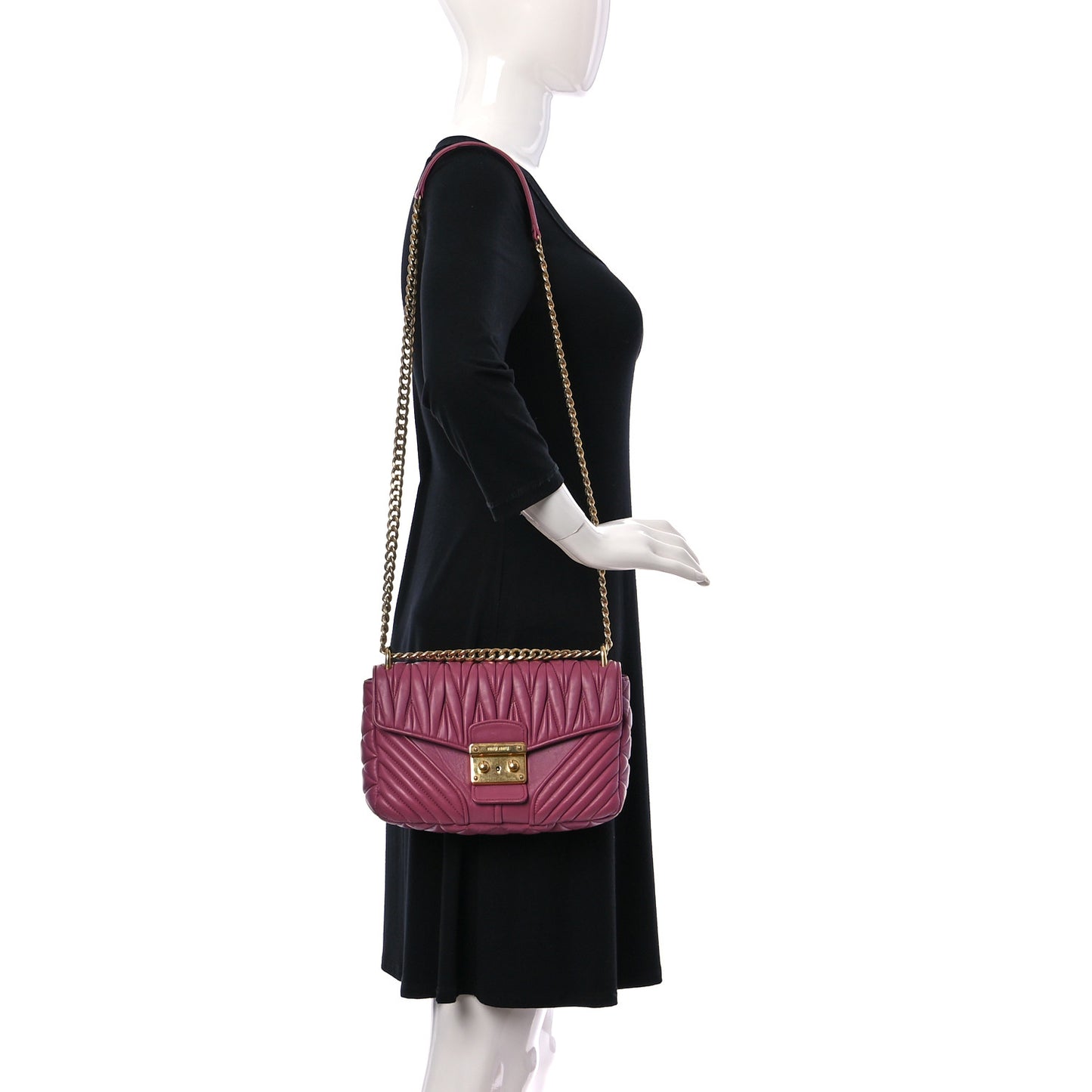 Nappa Matelasse Biker Shoulder Bag Bruyere