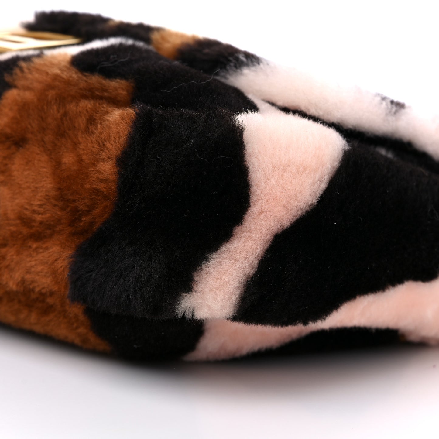 Shearling Vitello Dolce Leopard Print Large Baguette Pink Brown Multicolor