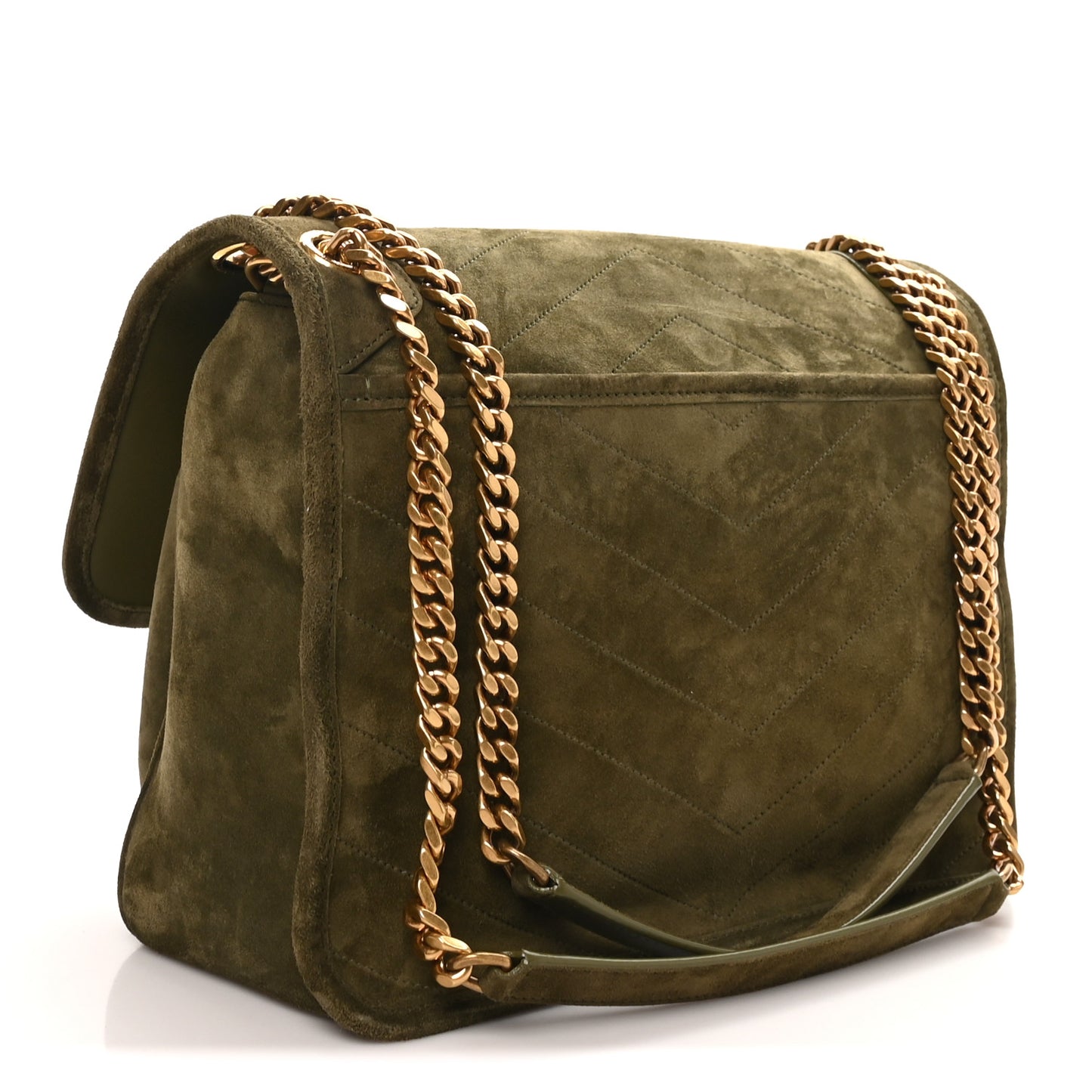 Suede Monogram Medium Niki Chain Satchel Loden Green