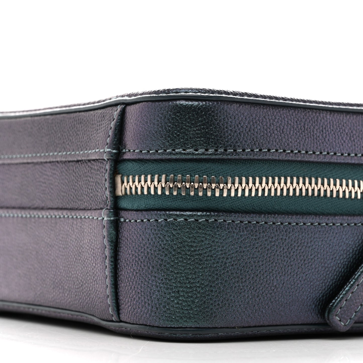 Iridescent Caviar Quilted Small CC Filigree Vanity Case Dark Turquoise