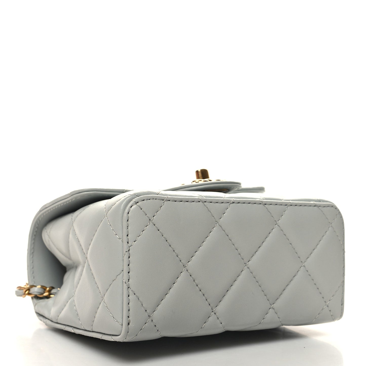 Lambskin Handle Crush Top Handle Flap Bag Grey