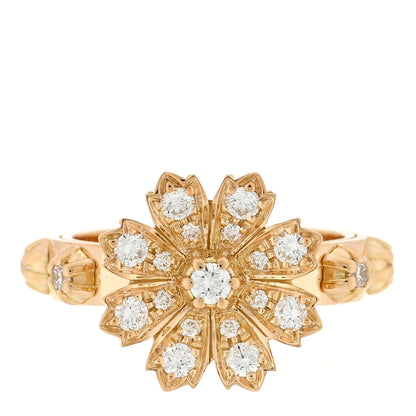 Gucci 18K Yellow Gold Diamond Flora Ring 51 5.75 1 of 4