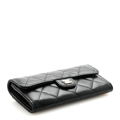 Chanel Caviar Quilted Medium Gusset Flap Wallet Black 4 of 9