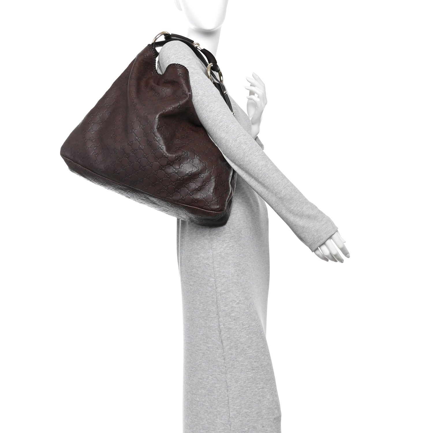 Gucci Guccissima Large Horsebit Chain Hobo Chocolate 2 of 12