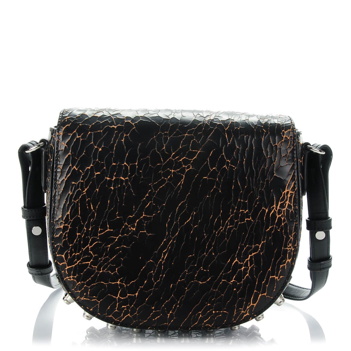 Cracked Calfskin Lia Sling Black Silver Hardware